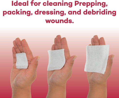 Dealmed 3’’ x 3’’ Sterile Gauze Pads, 100 Count, Disposable and Individually Wrapped for First Aid