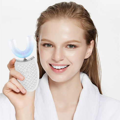 Ultrasonic Electric Toothbrush for Adults, Hands-Free Rechargeable U Shaped 360° Cleaning Teeth Whitening, IPX7