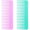 Wide Tooth Detangling Comb for Long, Curly, Wet Hair - No Handle Styling Comb (2 Pieces - Rose Red, Cyan)