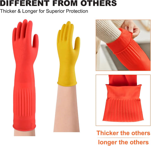 Use,15",2 North Tower Kitchen Washing Room Gloves Fleece Lined, Reusable, Waterproof with Extra-Long Cuff & Anti-Slip