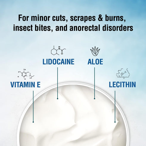 Ebanel 5% Lidocaine Numbing Cream for Pain Relief, Maximum Strength with Vitamin E