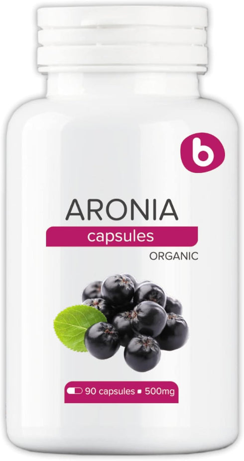 Organic Aronia Berry Capsules – Black Chokeberry Supplement with Natural Anthocyanins, 500mg, 90 Vegan Capsules
