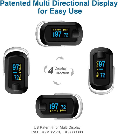 mibest OLED Finger Pulse Oximeter, O2 Meter in Dual Color White/Black