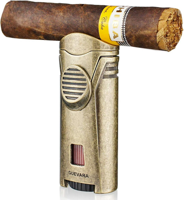 Lighter Torch with Rest Stand, Windproof Single Butane Refillable Scorch Lighters, Gold