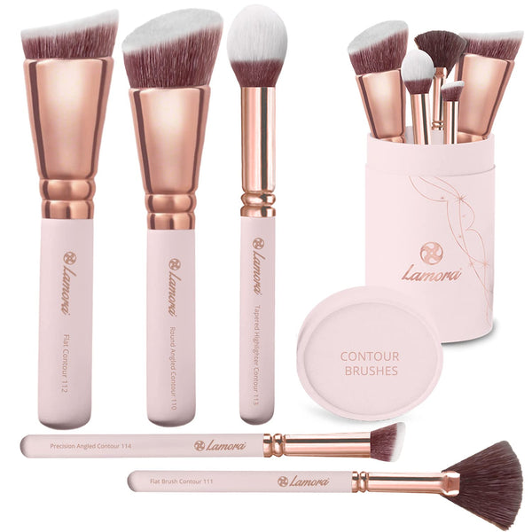 Pro Face Contour Brush Set, Synthetic Sculpting and Highlighting Kit for Cream Blush, Powder, and Foundation