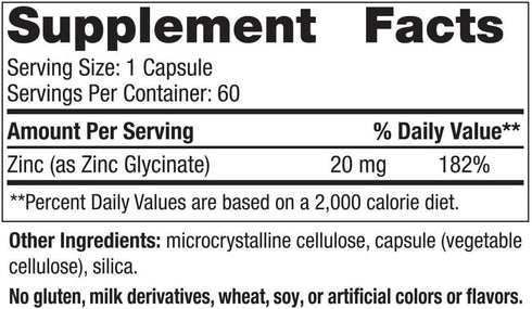 Nordic Naturals Zinc Glycinate - 60 Capsules - 20 mg Highly Absorbable Zinc Glycinate - Optimal Wellness - Non-GMO, Gluten Free, Vegan - 30 Servings