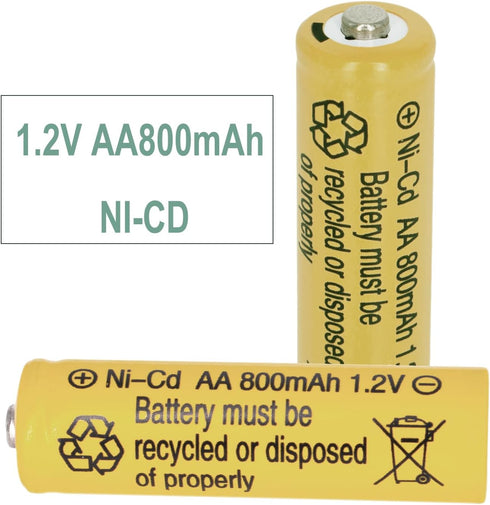 12 Packs 1.2V 800mAh NI-CD AA Rechargeable Batteries for Garden Landscaping Solar Lights, Security Lights