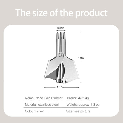 Professional Portable Stainless Manual Nose & Ear Hair Trimmer, 12 Sharp Blades, Universal for Men and Women