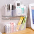 4PCS Medium Wall Mount Storage Box, 4 Compartment Transparent Plastic Makeup Brush Lipstick Holder, Self-Adhesive
