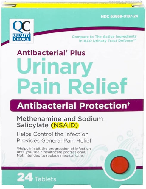 Quality Choice Urinary Pain Relief Antibacterial Plus, 24 Tablets for UTI Symptom Control