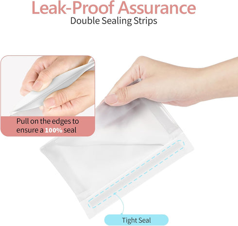 PACKISM Leak Proof Clear Toiletry Bag - Sealed TSA Approved Toiletry Bag with Reinforced Seams, Reusable and Easy to Clean, Clear Travel Bags for Toiletries, Food-grade PEVA, 1L+1M+1S, White