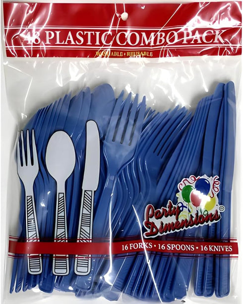 Party Dimensions Plastic Blue Cutlery Combo, Pack of 48, 48 count