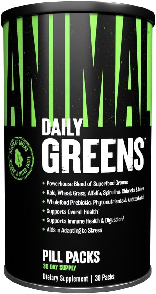 Animal Daily Greens Pill Packs - 30 Day Supply - Convenient Prebiotic and Probiotic Superfood Blend for Superior