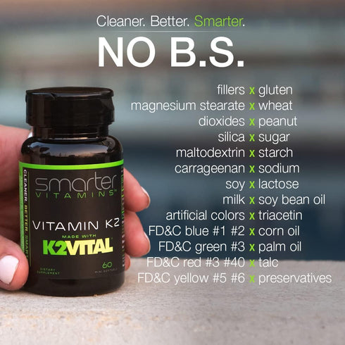 Smarter Vitamin K2 MK7 100mcg (3 Pack) Made with K2VITAL and Kale for Bone Health & Cardiovascular Support, 180 Liquid