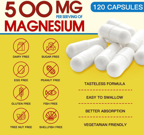 Magnesium Complex Supplement 500mg, 10 in 1 - Magnesium Glycinate, Citrate, Malate, Plus More with Vitamin D3 & Zinc