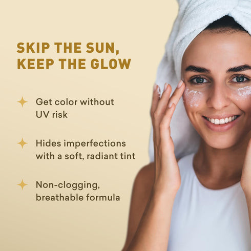 Sunless Tanning Daily Facial Cream, Self-Tanner Lotion, Sunkiss Glow, Just Nutritive, 4 Oz