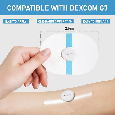 Dexcom G7 Adhesive Patches, 40 Pack Waterproof Overpatch, Premium Transparent, Hypoallergenic
