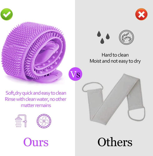 Inmorven Back Scrubber for Shower, Extra Long Silicone Exfoliating Body Brush with Handle for Men and Women (30