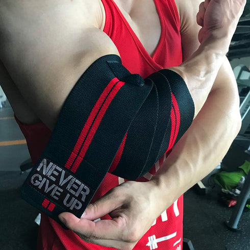 Professional Elbow Wraps, Elastic Straps Brace Support for Weightlifting, Workout, Bodybuilding, Gym Fitness