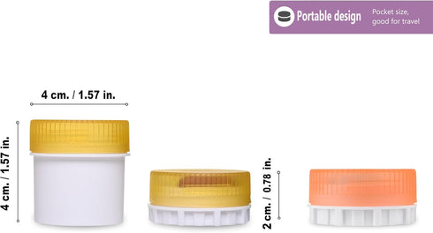 Portable Pill Box with 3 Containers, Small Daily Pill and Vitamin Organizer for Travel or Home Use, Magnetic Attachment