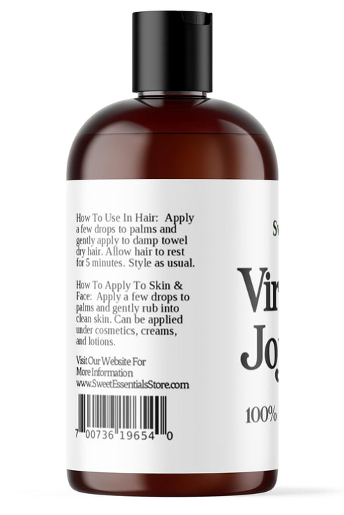 Sweet Essentials Premium Organic Unrefined Jojoba Oil, 4oz - 100% Pure, Cold Pressed for Hair, Skin & Nails