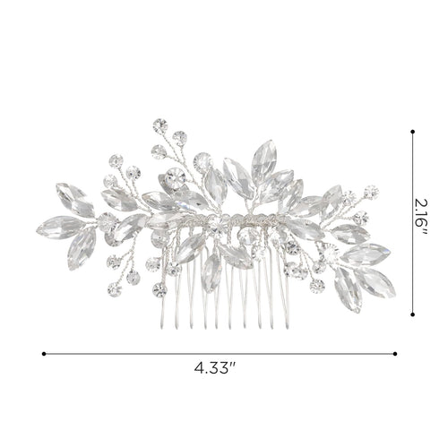 SWEETV Bride Silver Wedding Hair Comb, Crystal Hair Accessories with Rhinestone Bridal Hair Clip