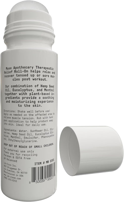 Muse Apothecary Hemp Ritual - Therapeutic Relief Roll-On with Organic Hemp Seed Oil for Post-Workout Recovery