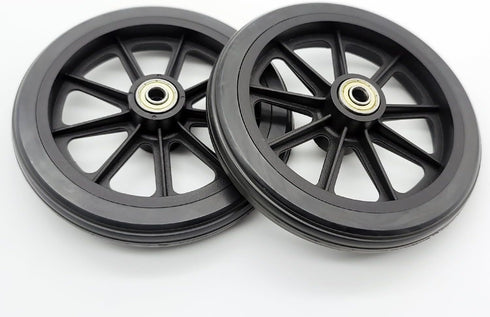 Rollator 6 Inch Wheels, Replacement Solid Wheel, 6" Caster Wheel, Universal Parts Set of 2, Black