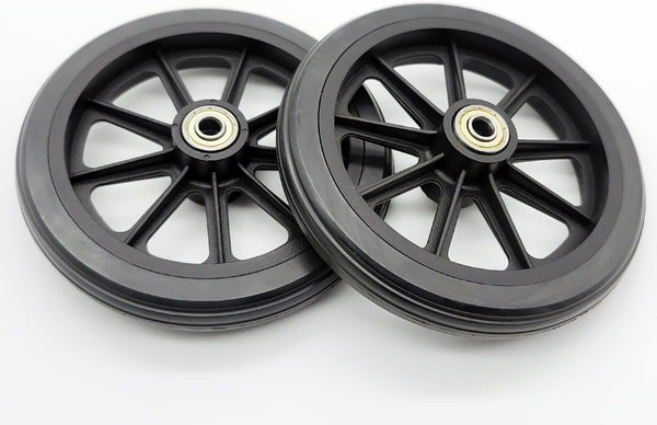 Rollator 6 Inch Wheels, Replacement Solid Wheel, 6" Caster Wheel, Universal Parts Set of 2, Black