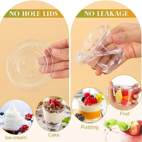 yvsay 6 oz 105PCS Plastic Parfait Cups with Flat Lids, Disposable Dessert Cups for Fruit, Ice Cream, Yogurt, Candy