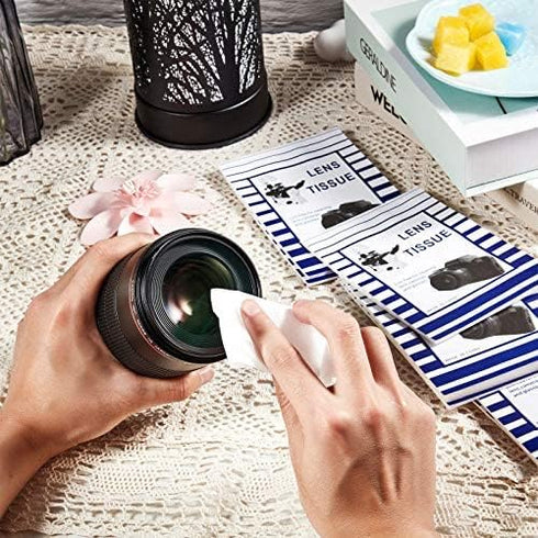 500 Pieces Lens Cleaning Paper Tissue with 2 Double Sided Cleaning Cloth for Cameras, Screens, Glasses
