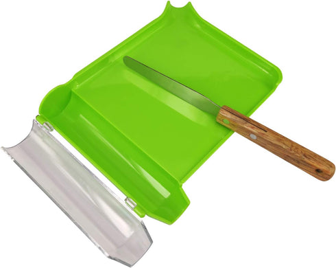 Medarchitect Right Hand Pill Counting Tray - Light Green with Spatula (Wood Handle)