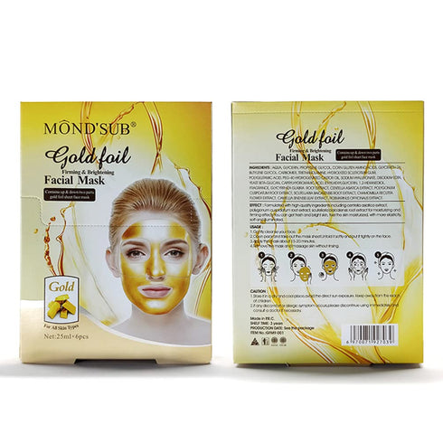 MOND'SUB 24K Gold Face Firming Mask, 6-Pcs Anti Aging, Brightening, Hydrating Facial Mask for Both Men & Women