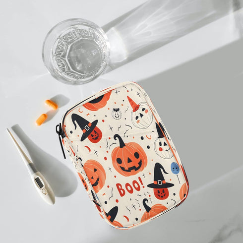 Skerhhux 7 Pumpkin Decorate Holidays Pill Case Travel Pill Organizer Weekly Day Portable with Zipper Medicine Box Pill