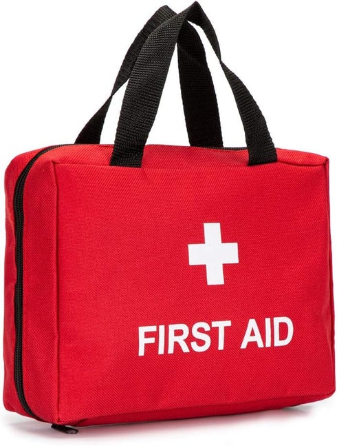 Red First Aid Bag Empty Travel Rescue Pouch for Medicine Storage, Emergency Bag for Car Home Office Kitchen Sport
