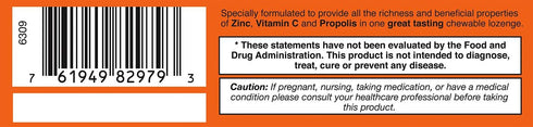 Zincovit - C, Chewable Vitamin C and Zinc Lozenges, 60ct, Vegetarian