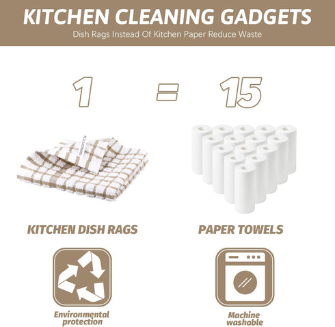 Nialnant 8 Pack Dish Cloths, 100% Cotton Soft Absorbent Cleaning Rags, Quick Drying Dish Towels for Kitchen (Little