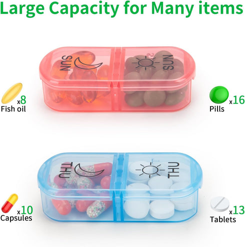Urekt 2 7 Weekly Pill Organizer Times a Day, Am Pm Pill Box Day, Travel Pill Case, Medicine Pill Organizer