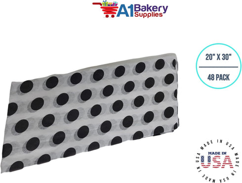 Black and White Polka Dot Tissue Paper, 20 Inch x 30 Inch, 48 Sheets Premium Paper