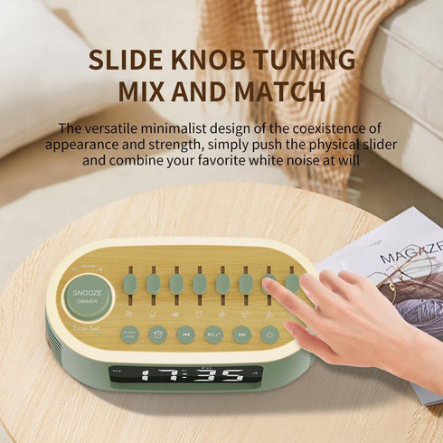 White Noise Machine Bluetooth Speaker, Digital Alarm Clock Sleep Timer with LED Display RGB Night Light, Soothing