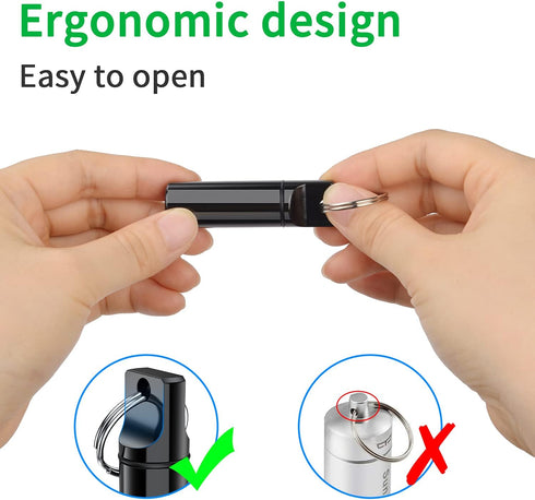 Small Portable Pill Box Keychain (3 Pack) - Aluminium Alloy Mini Pill Organizer Case for Outdoor Camping Travel