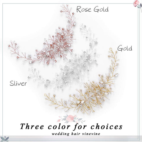 Unicra Bride Flower Wedding Hair Vine, Crystal Bridal Piece Rhinestone Jewelry Bead Headpiece for Women