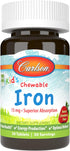 Carlson Kid's Chewable Iron 15 mg | 30 Tablets | Superior Absorption for Blood Health, Energy Production & Optimal