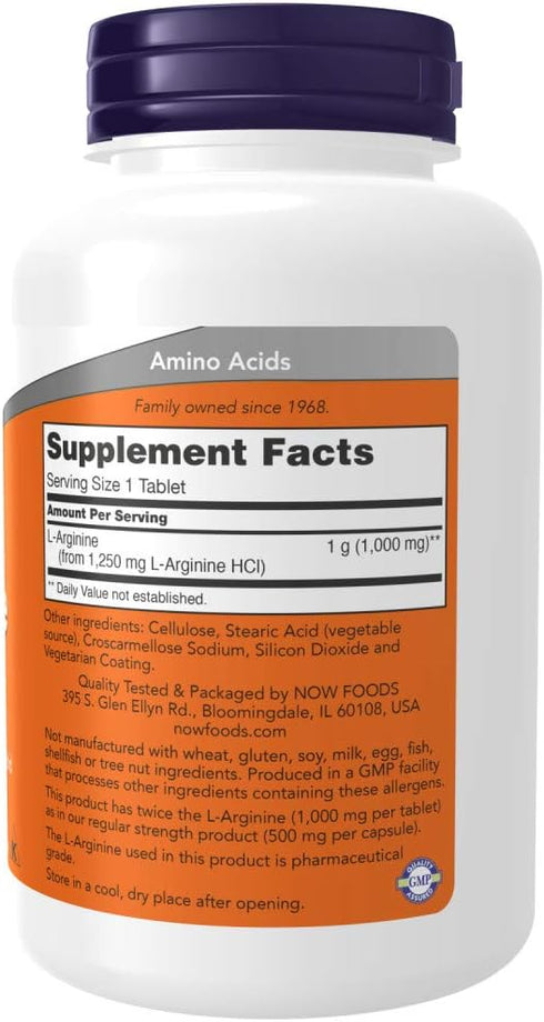 Now Foods L-Arginine 1000mg, 120 Tablets - 2 Pack