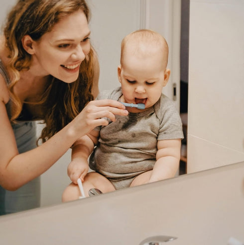 Moonkie Baby Finger Toothbrush Kit, 3 Pcs Oral Cleaner for 3 Months + (Blush/Pale Mauve/Blush)