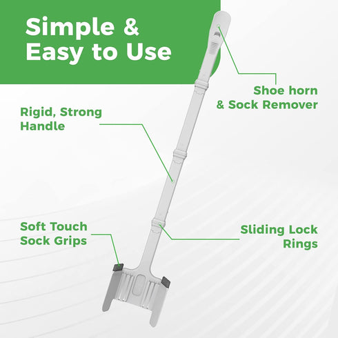 Sock Ox Adjustable Sock Aid Device by Easy To Use Products for Seniors, Travel-Friendly, Built-in Shoe Horn, 36 Inches