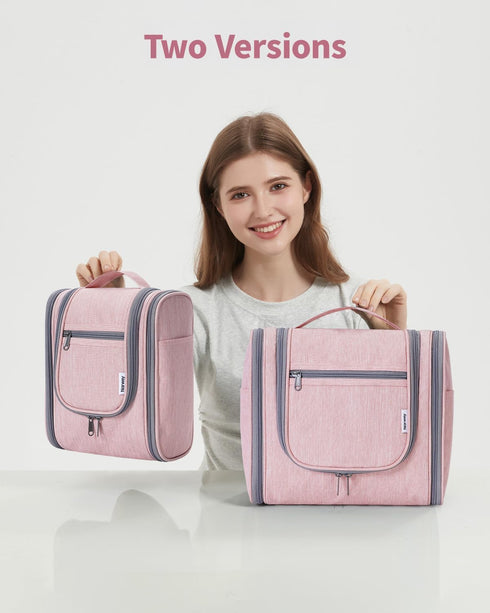 Narwey Small Hanging Toiletry Bag - Women Travel Makeup Organizer for Toiletries and Cosmetics (Medium, Pink)