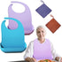 HADEWEITE 2 pieces adult bib Large silicone adult bibs with crumb catcher, adjustable waterproof clothes protector