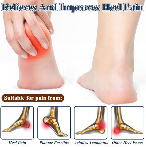 W5.5-8.5 M5.5-7.5) DR. POTTER+ Heel Cups for Plantar Fasciitis Relief, Cork Heel Cushions for Heel Pain and Achilles