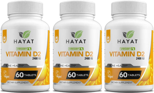 Vitamins Vegan Natural Vitamin D 2400 IU, D2, Certified Halal (Pack of 3)